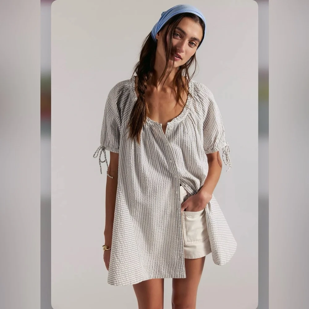 Free People Farley Striped tunic Dress - Picture 1 of 16